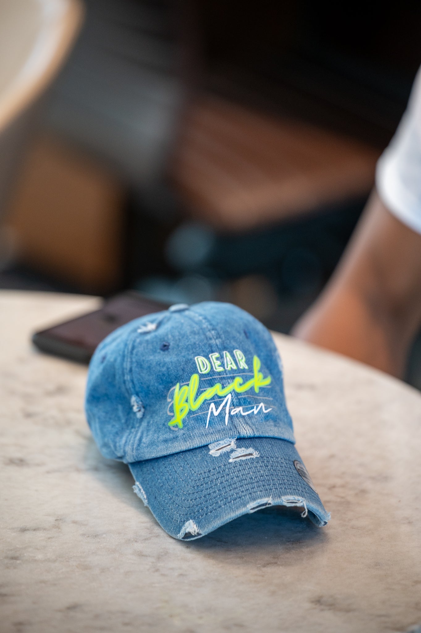 Dear Black Man™ Limelight Distressed Denim Hat